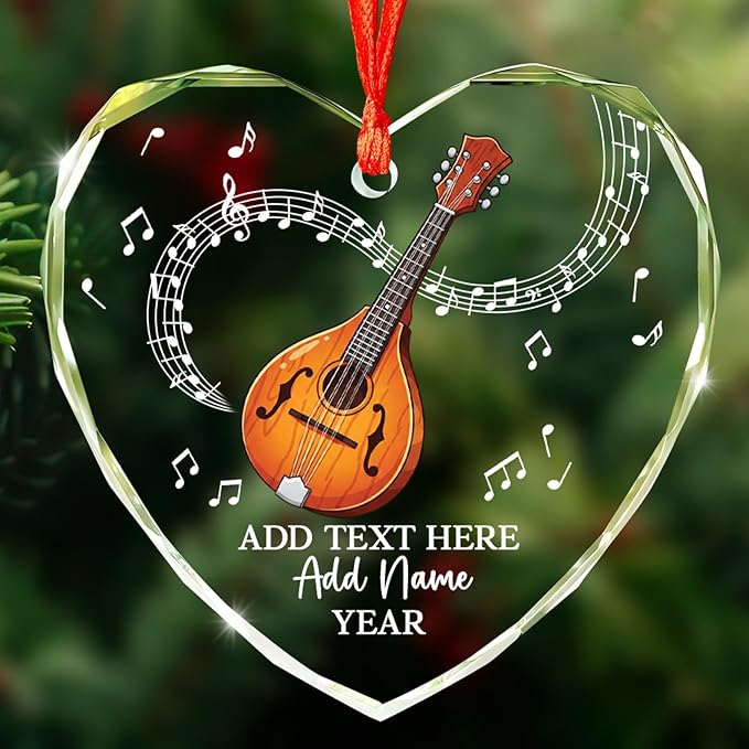 Personalized Oboist Christmas Glass Ornament 2026, Oboe Teacher Christmas Tree Ornaments, Custom Text Name & Year Oboe Ornament Gift for Student Friend, Musical Instruments Xmas Decorations