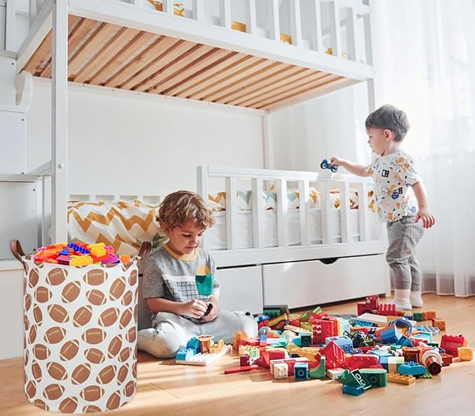 Kids Laundry Hamper Footballs Hamper for Nursery Boy Clothes Hamper Cute Kids Toys Storage Bin Organizer Football Room Decor for Home(Football)