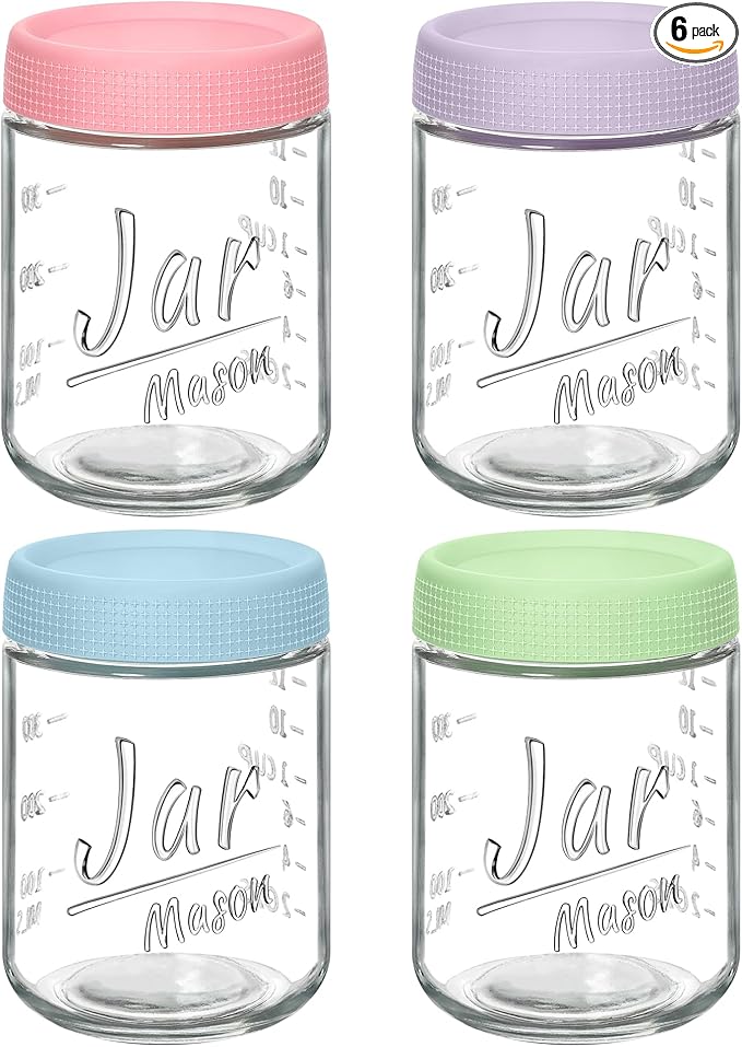 Xyptorix 4 Pack 16 oz Overnight Oats Containers with Lids, Glass Mason Jars