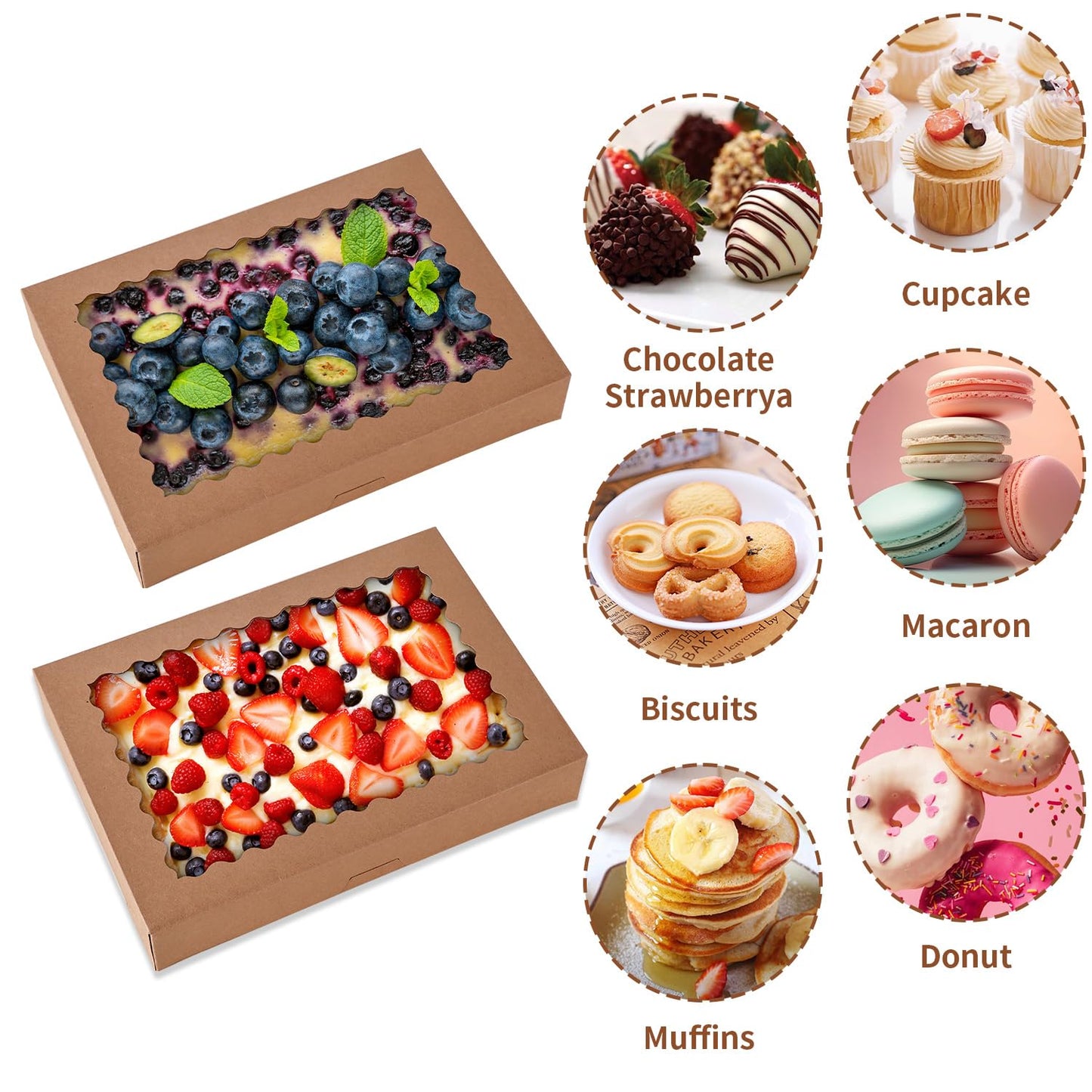 PFAMKEER 24pcs Bakery Boxes with Window, 14x10x2.5 Inch cookie Boxes, White