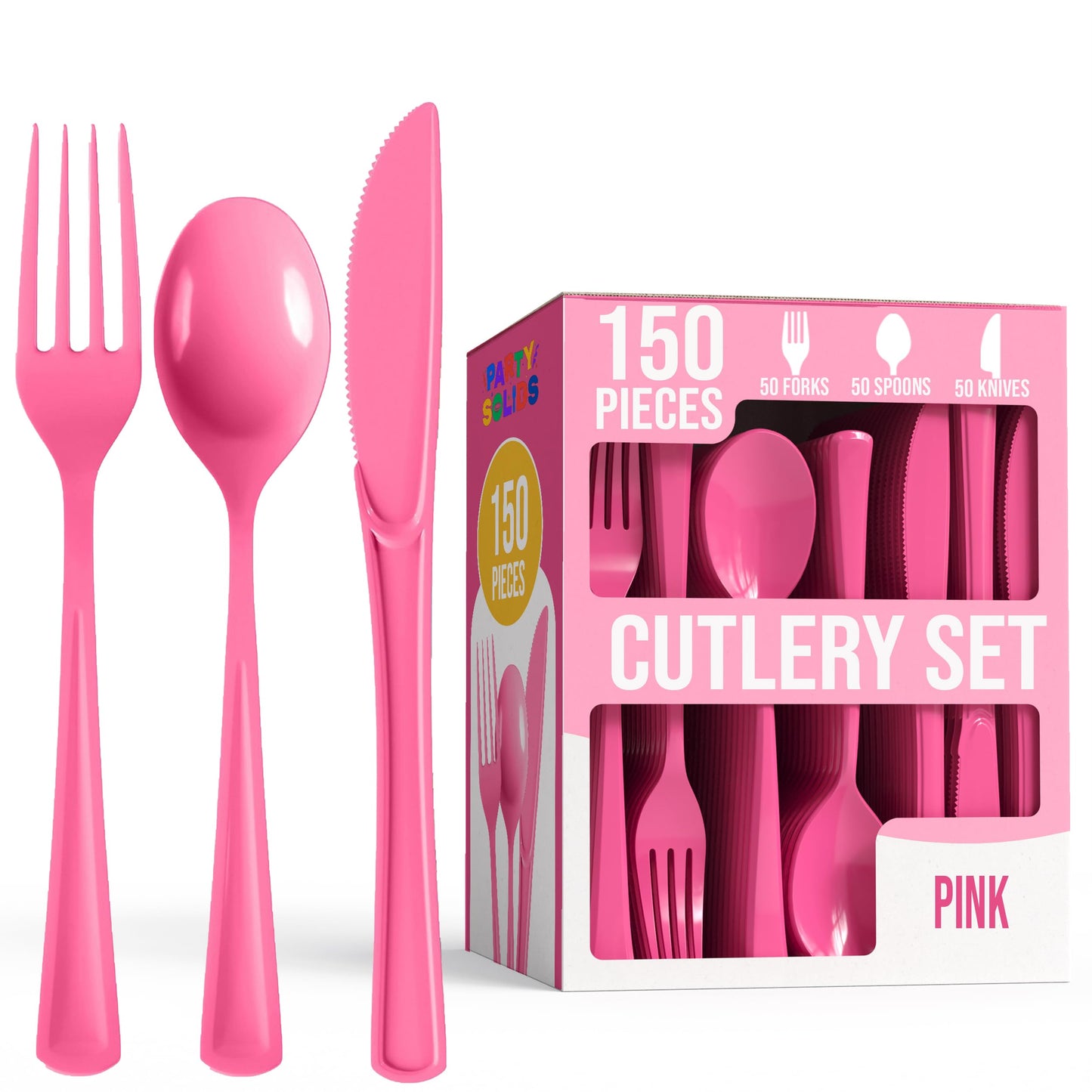 Party Solids Red Plastic Silverware 150 Pcs Red Cutlery Set
