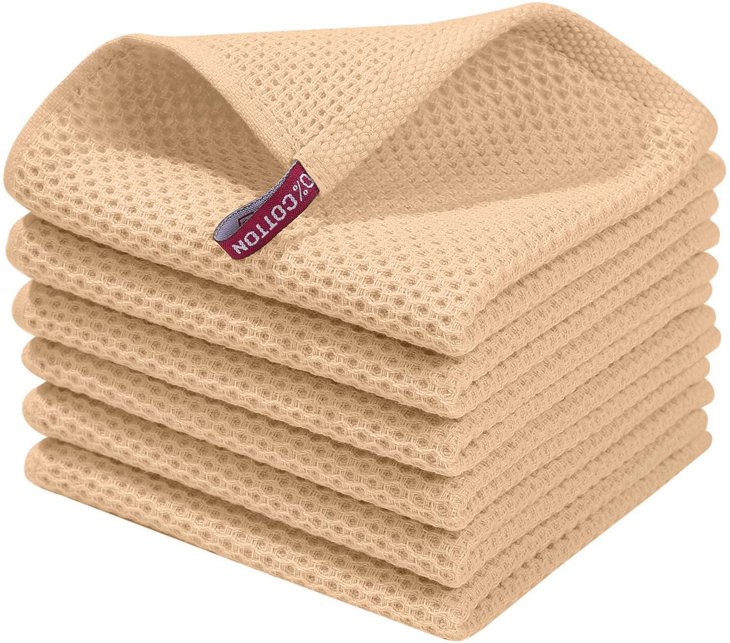 Homaxy 100% Cotton Waffle Weave Kitchen Dish Cloths, Ultra Soft Absorbent Quick Drying Dish Towels, 12 x 12 Inches — 13 x 28 - 12 Pack — 12 x 12 - 6 Pack