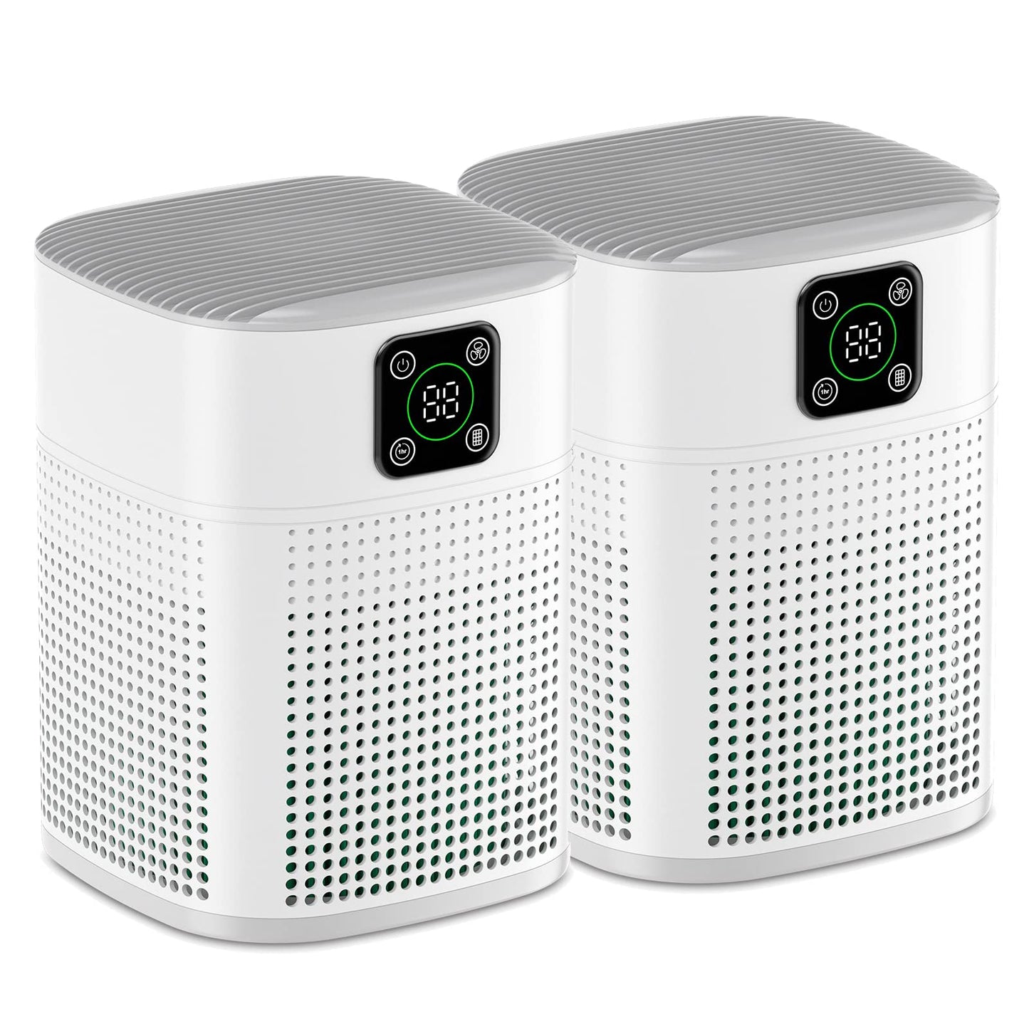 2 Pack Air Purifiers For Home Bedroom, Honeyuan H13 HEPA Air purifier with 360°Air Intake, Coverage up to 2190ft², 3 Fan Speeds, Low to 24dB