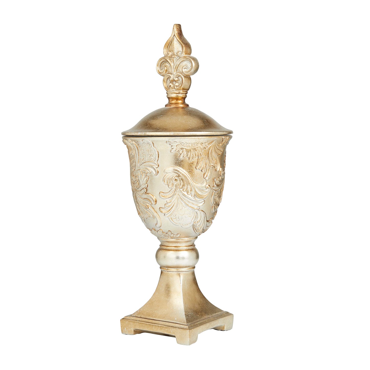 Deco 79 Polystone Solid Decorative Jars, 7" x 7" x 19", Gold