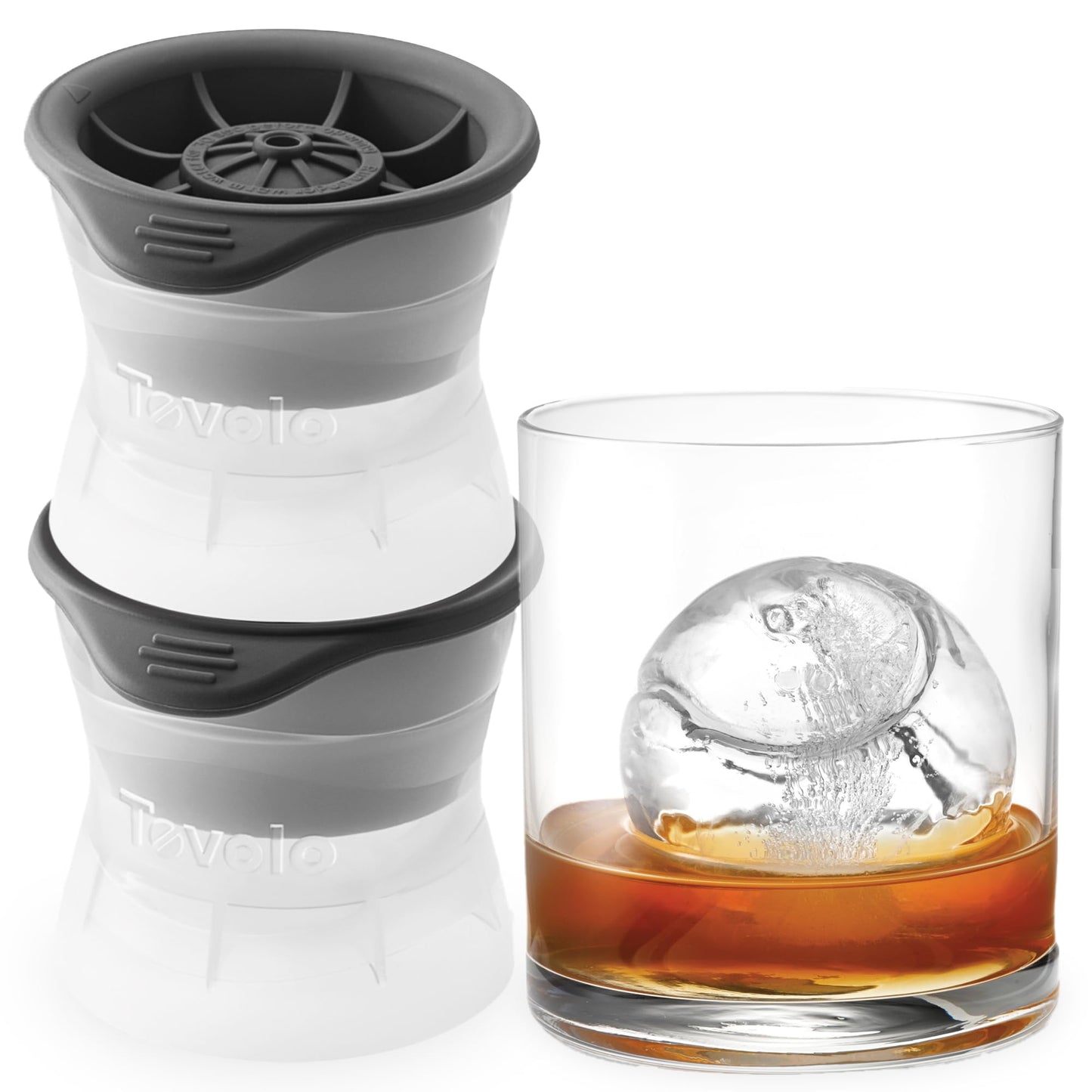 Tovolo Baseball Ice Molds Pack of 2 Large Craft Ice Mold Spheres for Whiskey Bourbon Cocktails, Dishwasher Safe BPA Free Silicone Baseball Ice Sphere Fun Gifts for Baseball Fans Coaches Fathers Dads