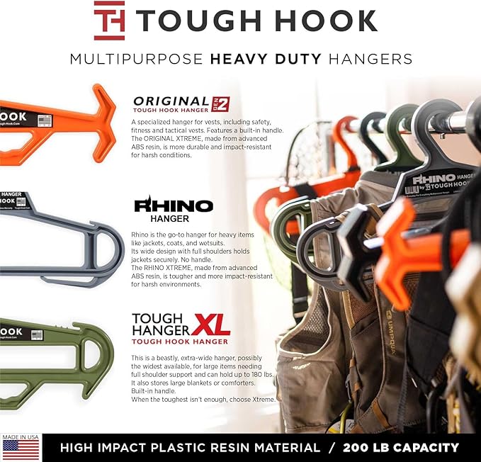 Tough Hook Gen2 Heavy Duty Plastic Hanger, Tan, 200 lbs Capacity, 1" x 5" Loop ID Strip Included