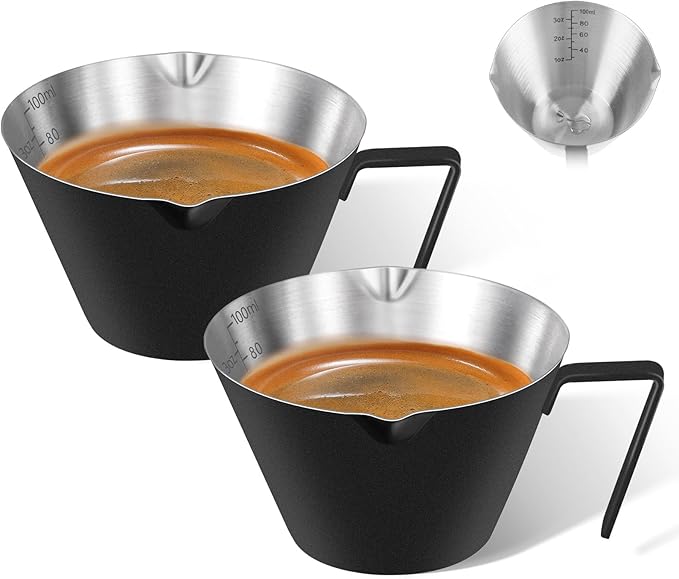 3 Pc Stainless Steel Espresso Shot Cups, 3.4oz/100ml, Silver