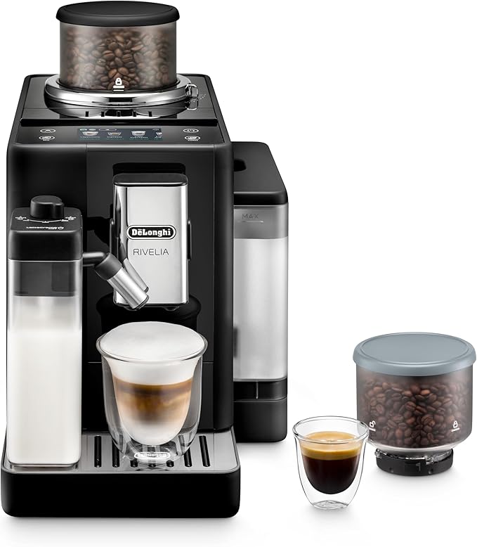 De'Longhi Rivelia Automatic Espresso Machine, Milk Frother, White