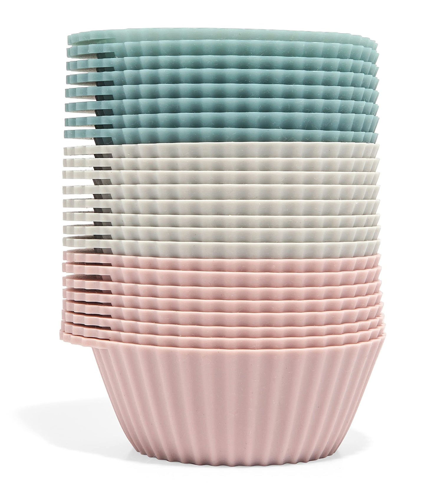The Silicone Kitchen Reusable Silicone Bento Baking Cups, Non-Toxic, BPA Free, Dishwasher Safe Bento Box Accessories Lunch Box Dividers, Square and Rectangle, 24 Pack, Pink, Blue, Gray
