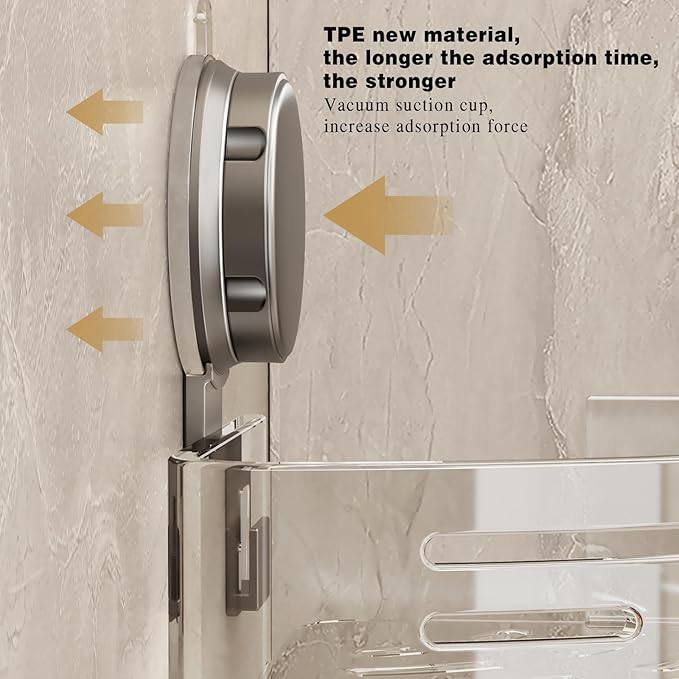 VOLPONE Corner Shower Caddy Suction Cup Shower Shelf Corner No Drilling Bathroom Shower Organizer Storage Rack Adhesive Without Towel Bar (2Pack, Gray)