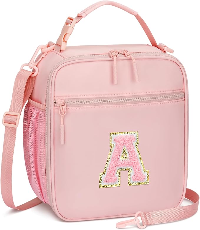 CLOUDWINGS Lunch Box Kids Large Initial Insulated Lunch Bag for Girls