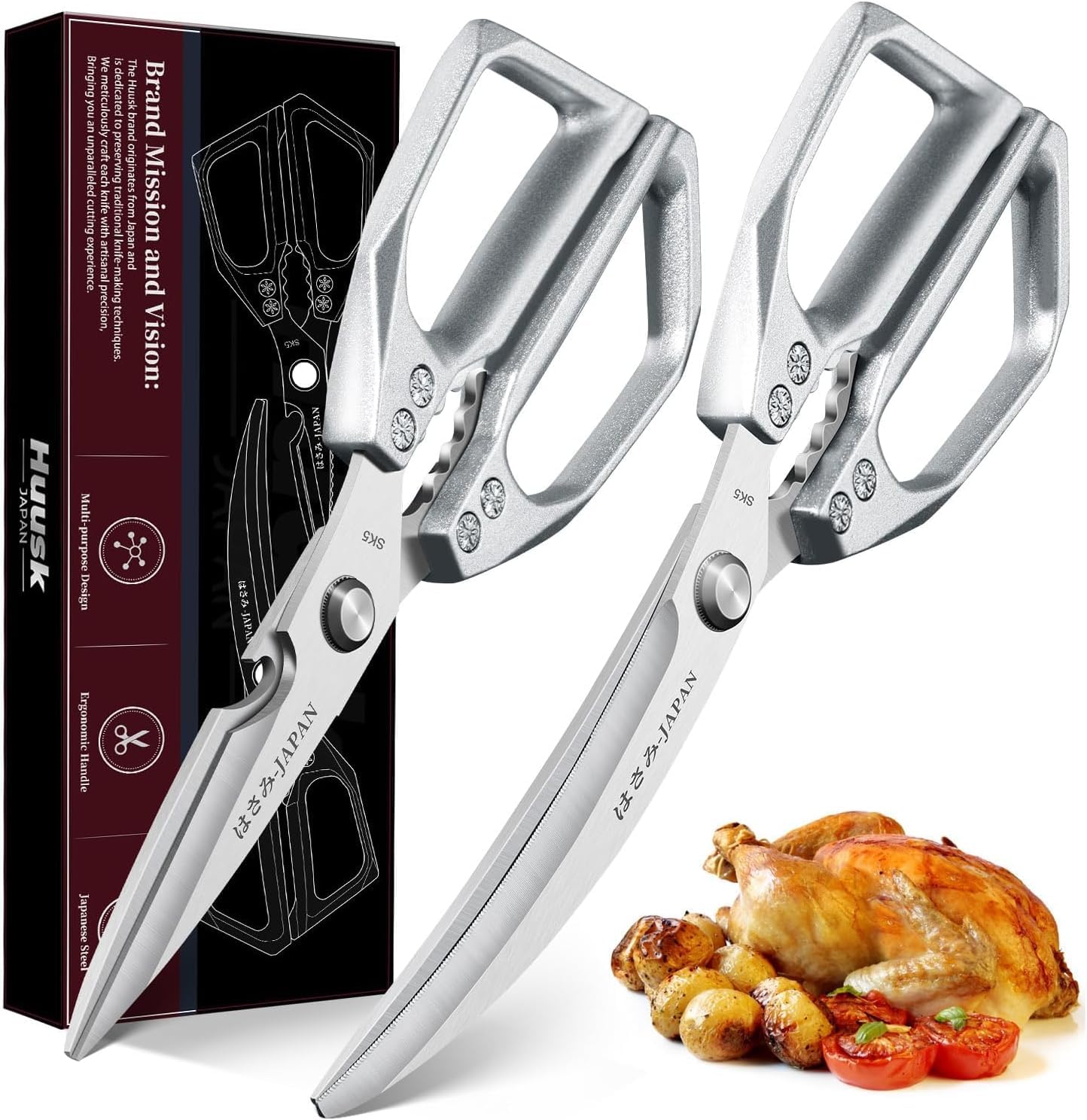 Huusk Kitchen Scissors for Food - Heavy Duty Kitchen Shears all Purpose