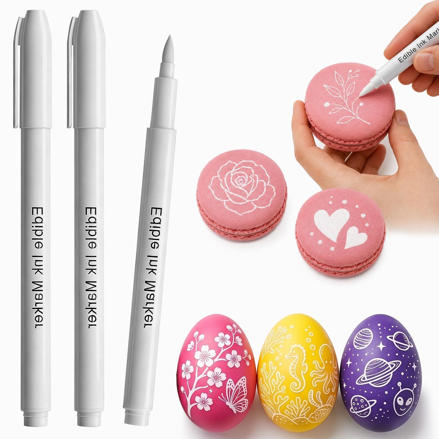 Jewem Edible Markers Food Coloring Pens 14Pcs Double Sided 0.5mm Tip