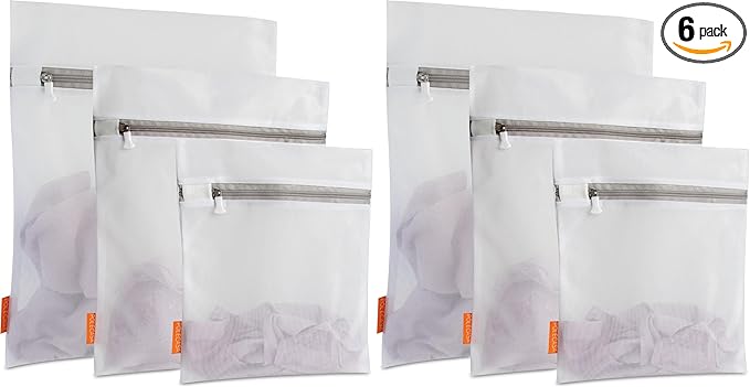 Polecasa 3Pcs Mesh Laundry Bags with Sturdy Zipper, Even Mesh Holes, Variety Sizes for all Your Delicates, Lingerie, Bras, Baby Clothes -Travel Essentials (1 Large, 1 Medium, 1 Small) (Pack of 2)