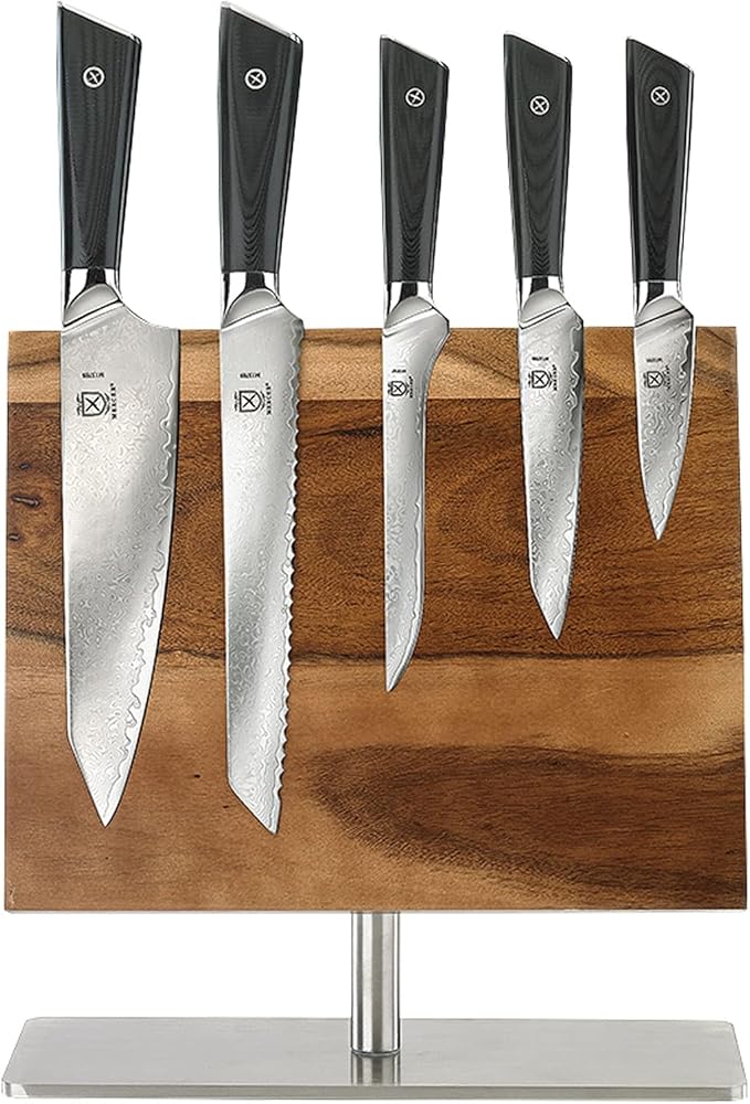 Mercer Culinary Premium Grade Super Steel 8-Piece Knife Set with Magnetic Stand, G10 Handles