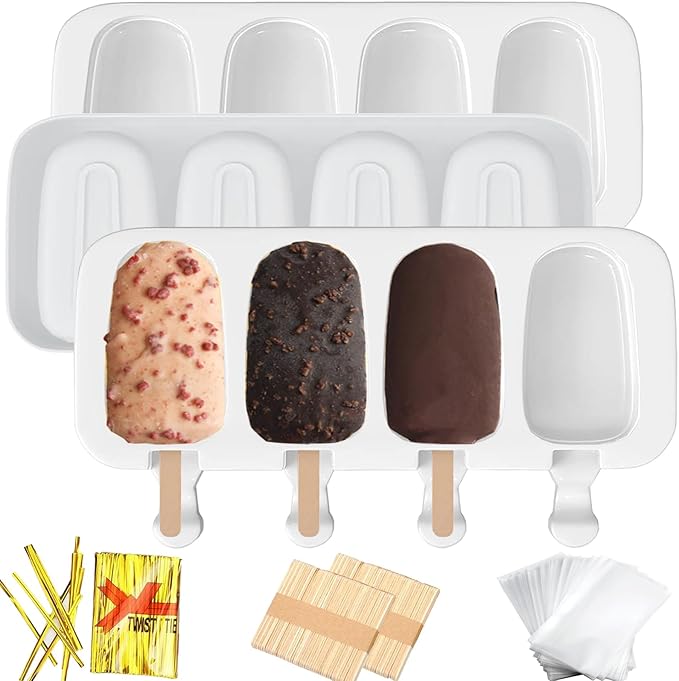 BZIDII 3pcs Cakesicle Mold,Popsicle Molds Silicone Cake Pop Mold(White)
