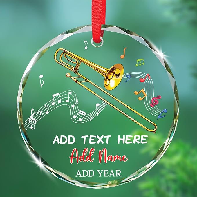 Clarinet Player Christmas Glass Ornament, Personalized Clarinet Xmas Ornament Gifts for Musical Instrument Player, Clarinettist Christmas Keepsake, Custom Text & Name Musician Glass Ornaments 2026