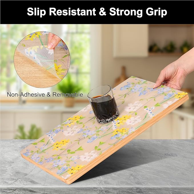 Cooyes Shelf Liner – Premium Non-Adhesive Cabinet & Drawer Liner for Kitchen – Waterproof Shelf Paper with Modern Pattern – Durable EVA Cabinet Mat – Easy to Cut （12" W x 360" L）