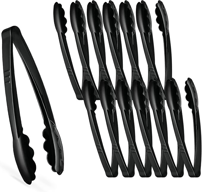[Clear Tongs 12'' Inches] Plasticpro 12'' Serving Tongs Heavy Duty Reusable Kitchen and BBQ Clear Serving Tongs for party's, Caterings, Events, Buffet, Weddings, And every Day use Pack of 12