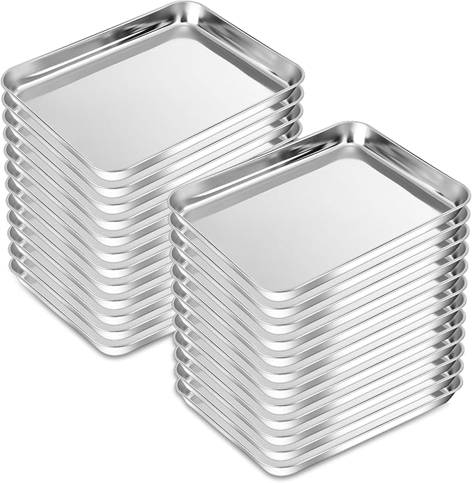 meekoo 24 Pcs Metal Baking Sheet Pans for Oven, 10 x 8 x 1 Inch
