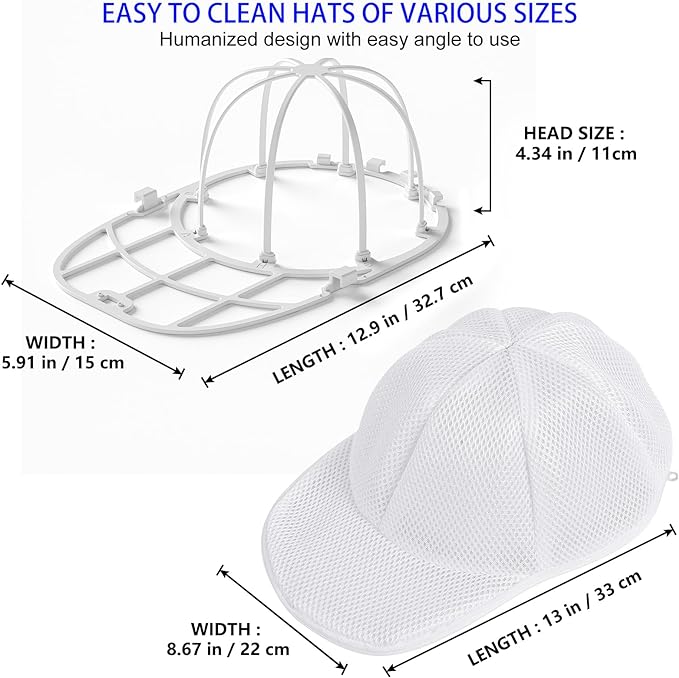 Hat Washer Cage Hat Cleaner for Baseball Caps Fit for Adults and Kids Hats, White