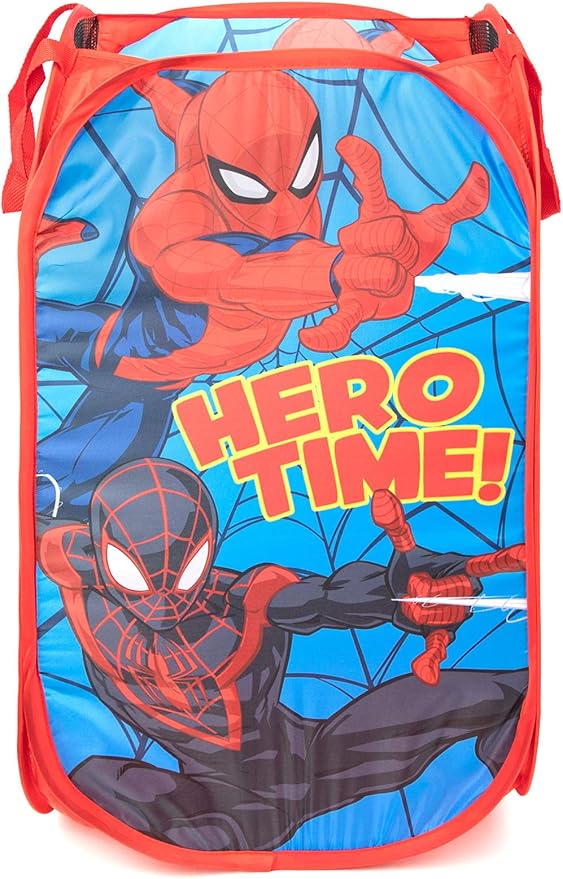 Jay Franco Marvel Spiderman & Miles Pop Up Hamper - Mesh Laundry Basket/Bag with Durable Handles (Official Marvel Product)