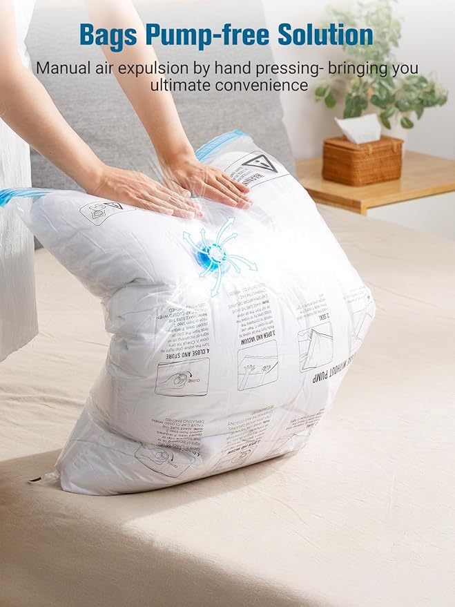 Vacuum Storage Bags with Electric Air Pump, New Air Valve Combo 28 Pack Compression Bag, Space Saving Vacuum Sealer Bag for Clothes, Blanket, Duvets, Pillows, Comforters, Travel, Two Compressing Ways