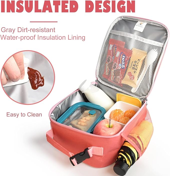 Lunch Box Kids,Premium Insulated Lunch Bag for Girls Boys,Soft Bag Mini Cooler Back to School Thermal Reusable Lunch Bag for Work School Picnic -Red