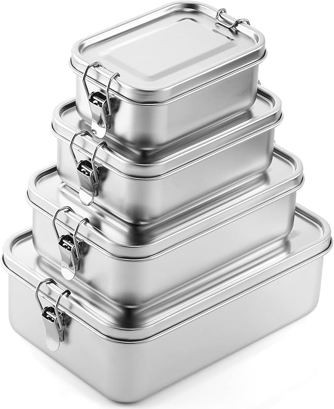 Umigy Stainless Steel Food Containers, 5 Sizes, Divided, 5 Pcs