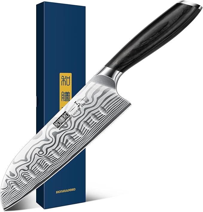 HOSHANHO 7" Santoku Knife, Japanese High Carbon Powder Steel Kitchen Knife