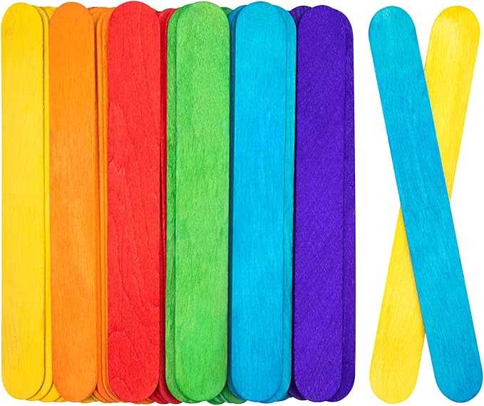 WISYOK 90Pcs 8 Inch Jumbo Craft Sticks, Colorful