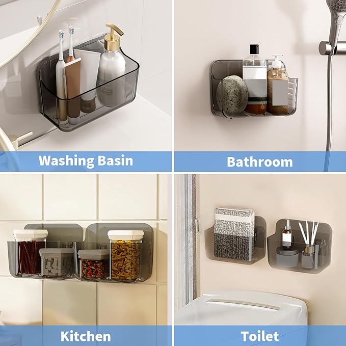 Diesisa 2pc Acrylic Wall Mount Organizer, Adhesive Cabinet Door Organizer,Acrylic Bathroom Shelves for Wall,No Drilling Hang Walls,with Self Adhesive Tape, for Bathroom, Kitchen, Living Room