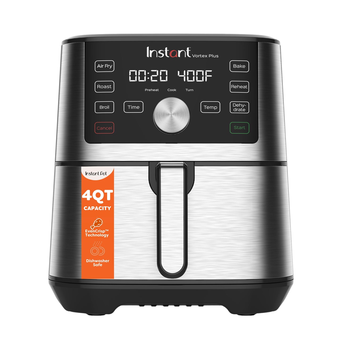 Instant Pot 4Qt VORTEX 6-in-1 Mini Air Fryer, Custom Program Options, Air Fry, Broil, Roast, Dehydrate, Bake, Reheat, Sea Salt, 4 Quarts