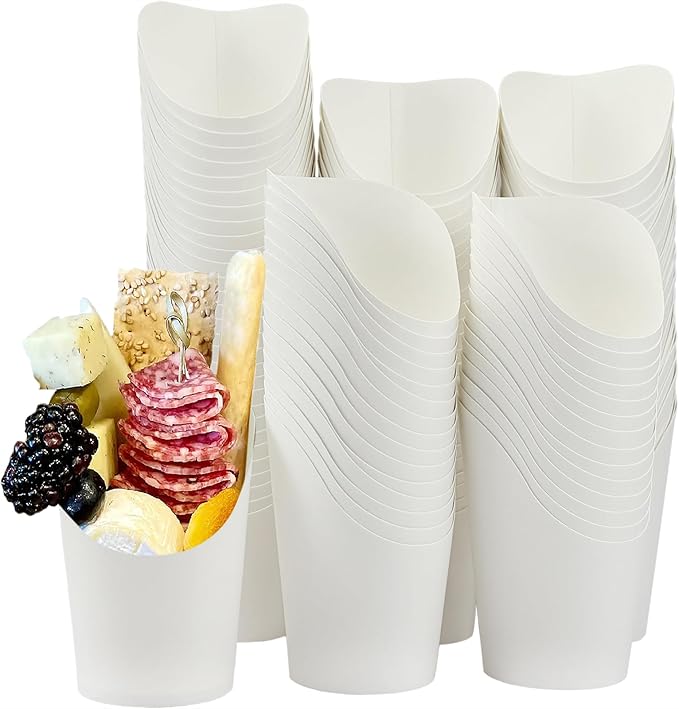 CAMKYDE 100 Pcs French Fries Holder, 12oz Disposable Paper French Fry Cups Black Charcuterie Cups for all Occasions (12oz, Black)
