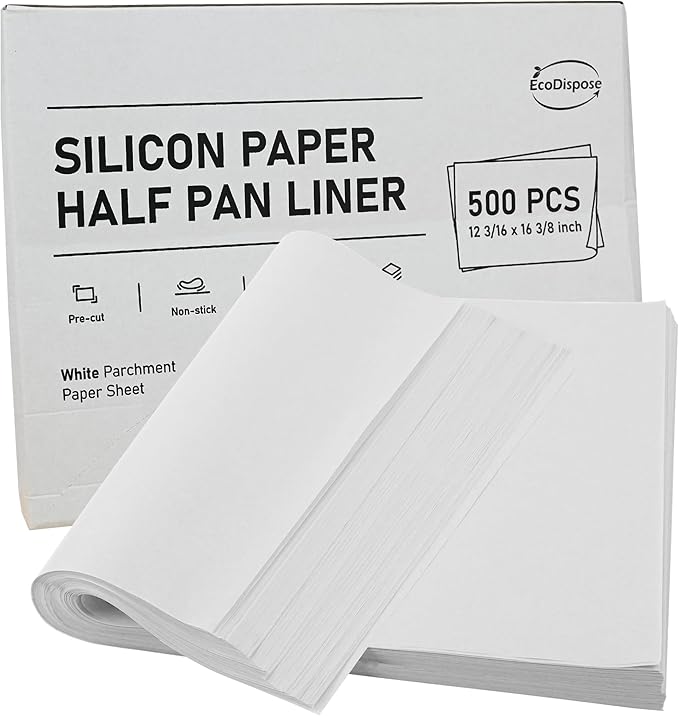 EcoDispose 500 Pcs Non-Stick Parchment Paper Baking Sheets 12-3/16"x16-3/8"