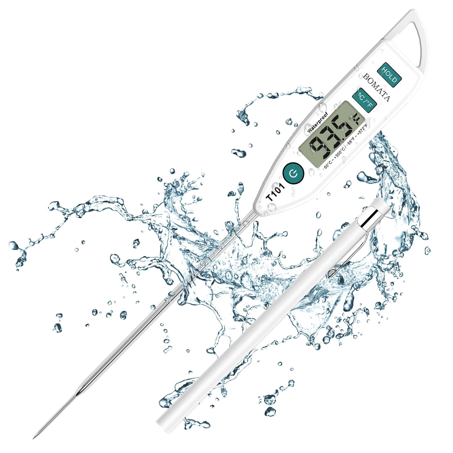 BOMATA Digital Water Thermometer for Liquid, Meat, Cooking, IPX7 Waterproof