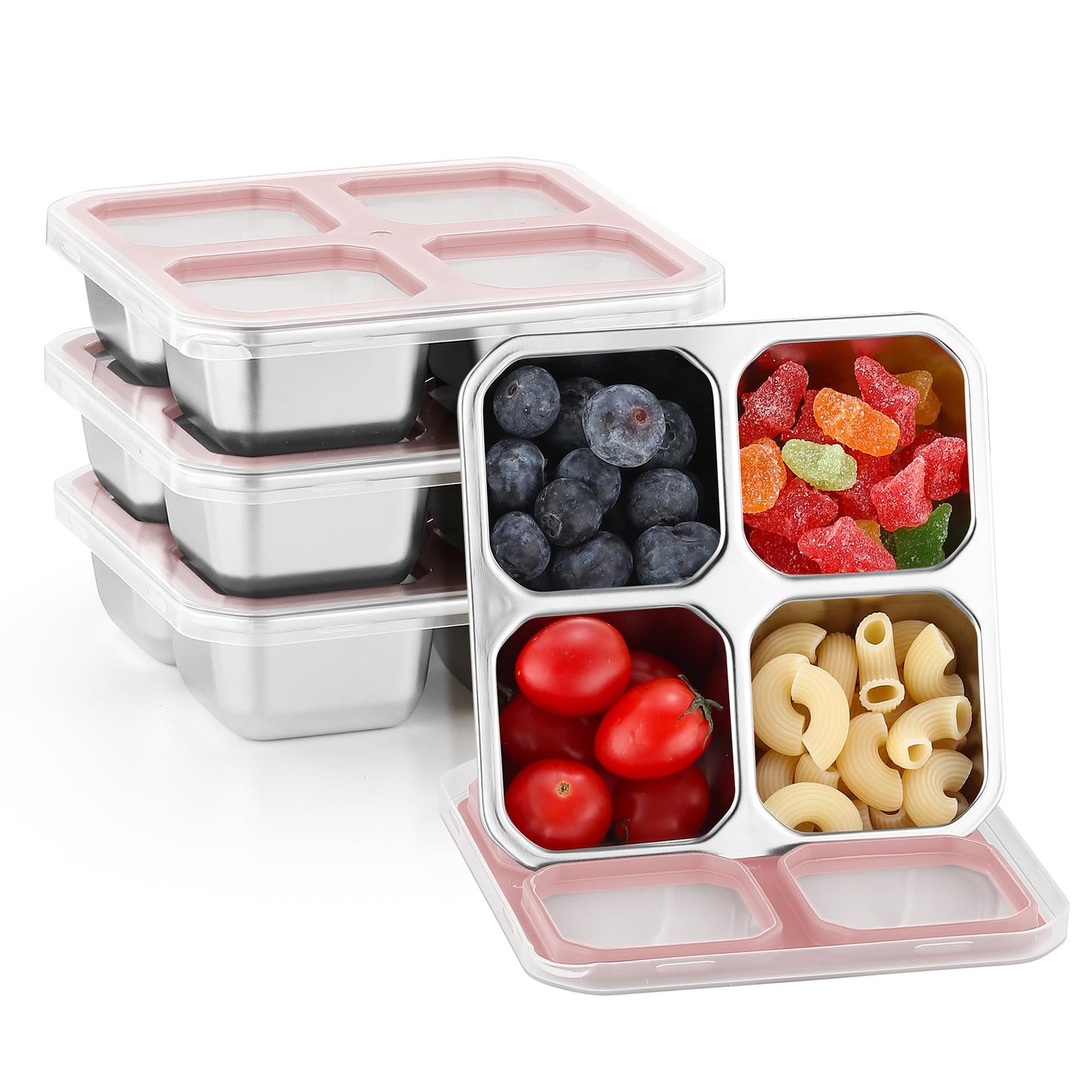 BEFOY 4 Pack Stainless Steel Snack Containers with Lids