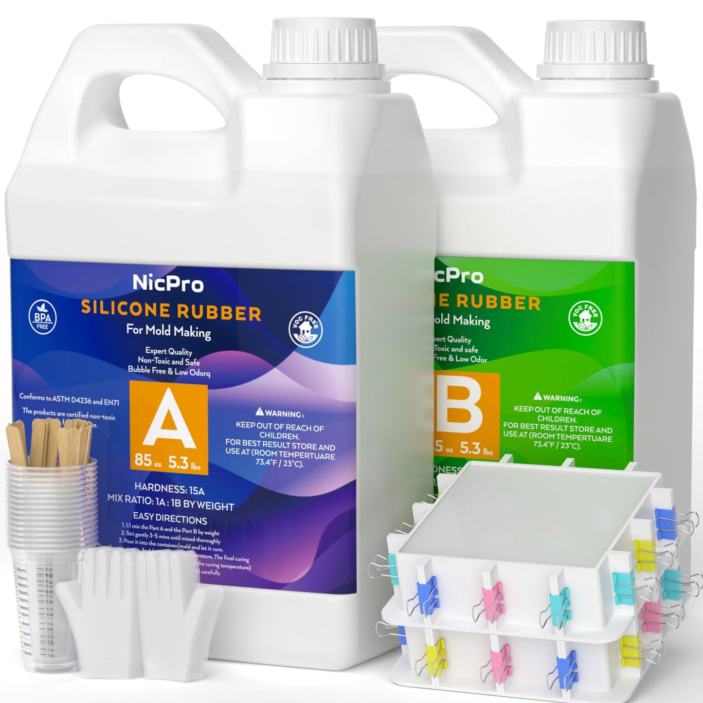 Nicpro 80oz Silicone Mold Making Kit, 15A Platinum Liquid Silicones Rubber