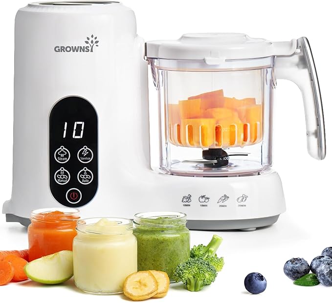 Grownsy Baby Food Maker, Steam & Blend Baby Food Processor, Dark Blue