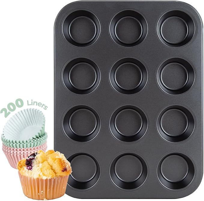 CARTMAN 2-Pack 12-Cup Muffin Pan Set, Carbon Steel Nonstick Cupcake Tin