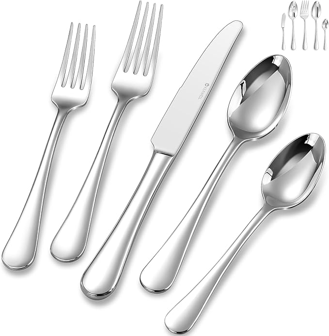 KEAWELL Premium Verona 20/45/65-Piece Silverware Set (45, Silver)