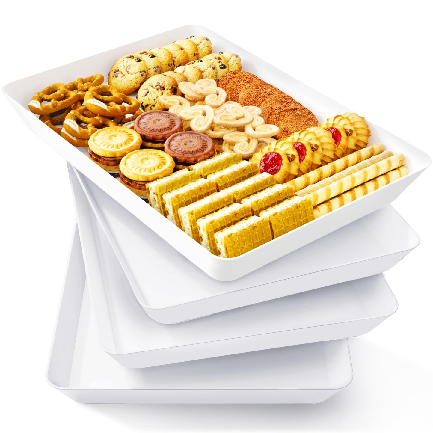 Lifewit 8 Pcs Serving Tray for Party, Reusable Plastic Food Serving Platter