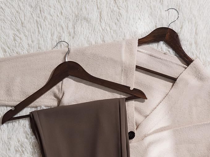 StorageWorks Wooden Coat Hanger, Wood Clothes Hangers, Walnut Brown, 0.5" T (20 Pack)