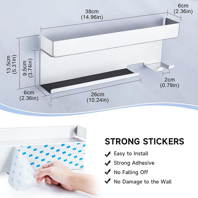Storage Hair Dryer Holder for Curling Iron Wands Accessories, Hair Straightener Holder, Wall Mount Hair Tool Organizer for Styler Attachments, Curling Iron Holder Organizer for Bathroom, Silver