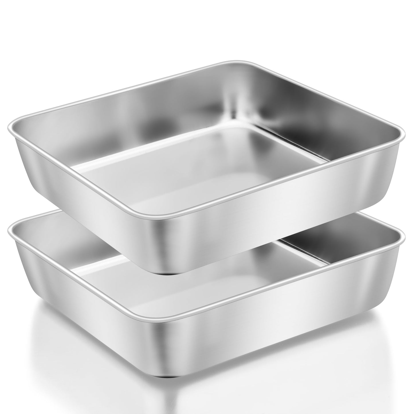 Herogo 9 x 9 Baking Pan Set of 2, Black Stainless Steel Square Cake Pan for Lasagna Brownies Casseroles Cakes, Non-Stick & Oven Safe