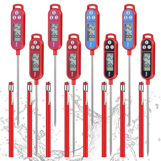 Copkim 6 Pcs Food Thermometer Instant Read Probe BBQ,Black,White,Red