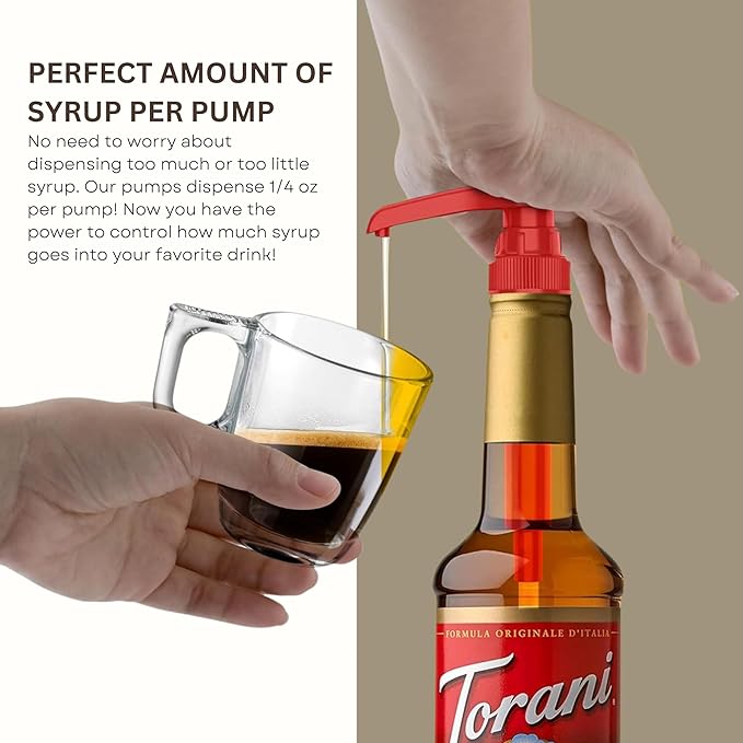 Syrup Pump Compatible with Torani, Davinci and Skinny (Set of 2) - fits Bottles (25.4 oz-750ml) (Red)