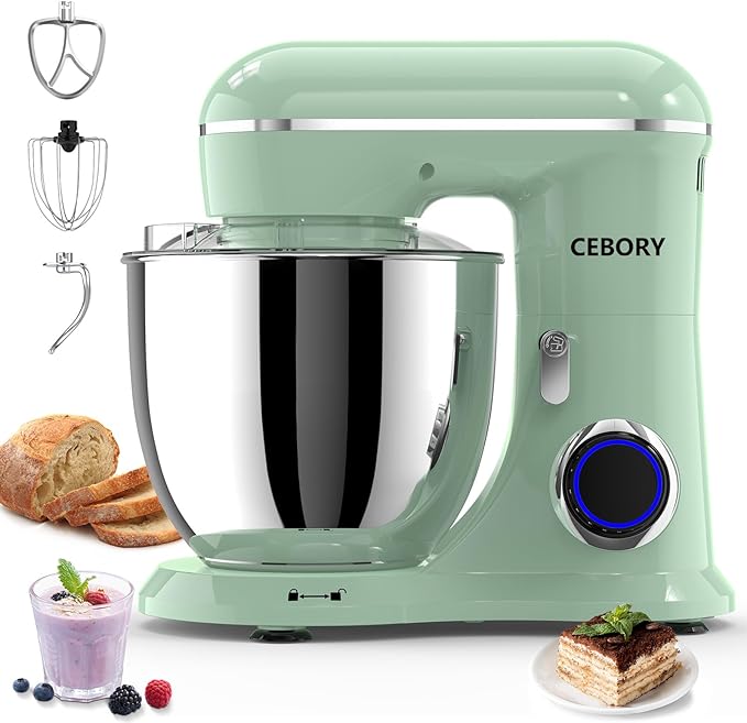 CEBORY 3-IN-1 Electric Stand Mixer, 6.5QT Bowl 660W 10-Speed Kitchen Mixer, Household Food Mixers include Dough Hook, Beater and Whisk, Bread Cake Mixer for Baking and Most Home Cooks, Red
