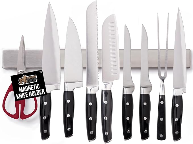 GORILLA GRIP 304 Stainless Steel Magnetic Knife Holder Strip, 18 Inch