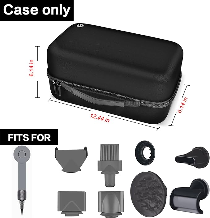 ANKHOH Case Holder for Dyson Supersonic Hair Dryer, Blow Dryer Storage Bag for Dyson Supersonic Limited Gift Set Edition and Accessories,Box Only-Full Black